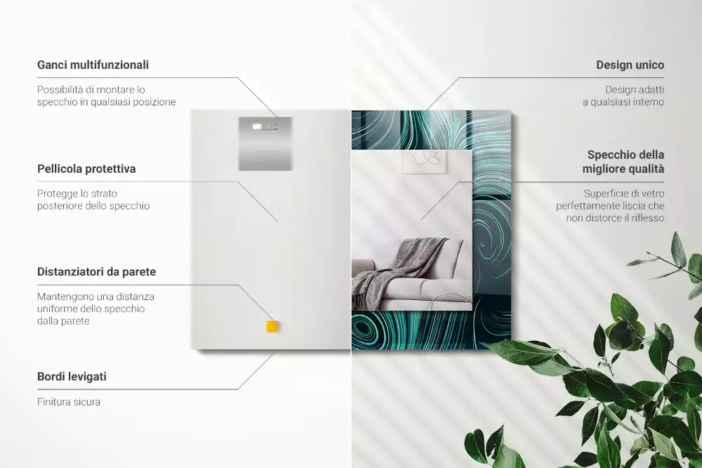 Miroir décoratif rectangulaire Motifs lignes abstraites