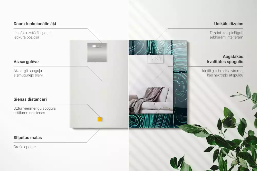 Miroir décoratif rectangulaire Motifs lignes abstraites