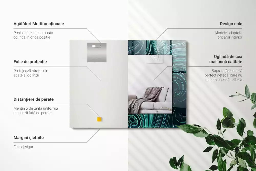 Miroir décoratif rectangulaire Motifs lignes abstraites