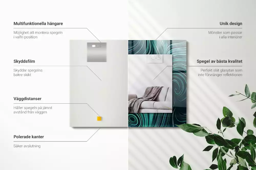 Miroir décoratif rectangulaire Motifs lignes abstraites