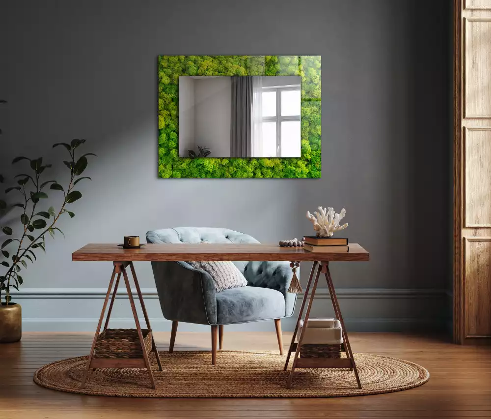 Miroir avec imprimé rectangulaire Mousse verte