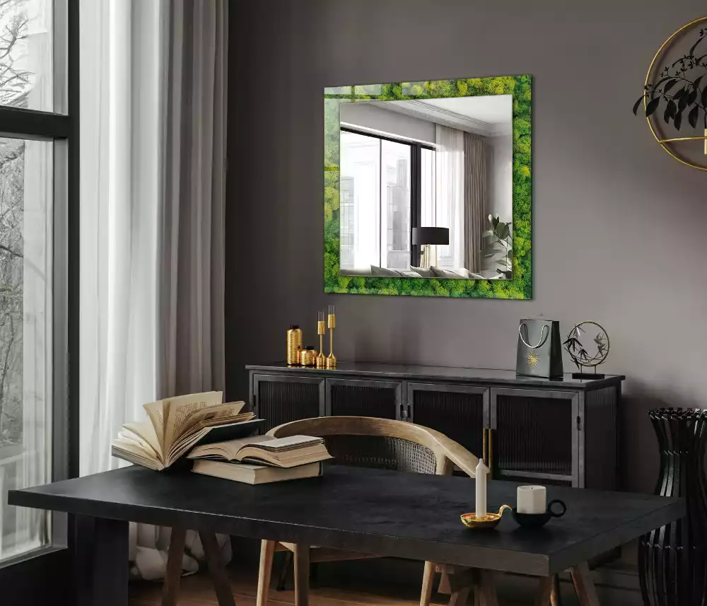 Miroir avec imprimé rectangulaire Mousse verte