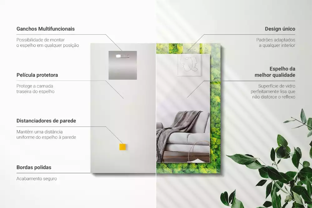 Miroir avec imprimé rectangulaire Mousse verte