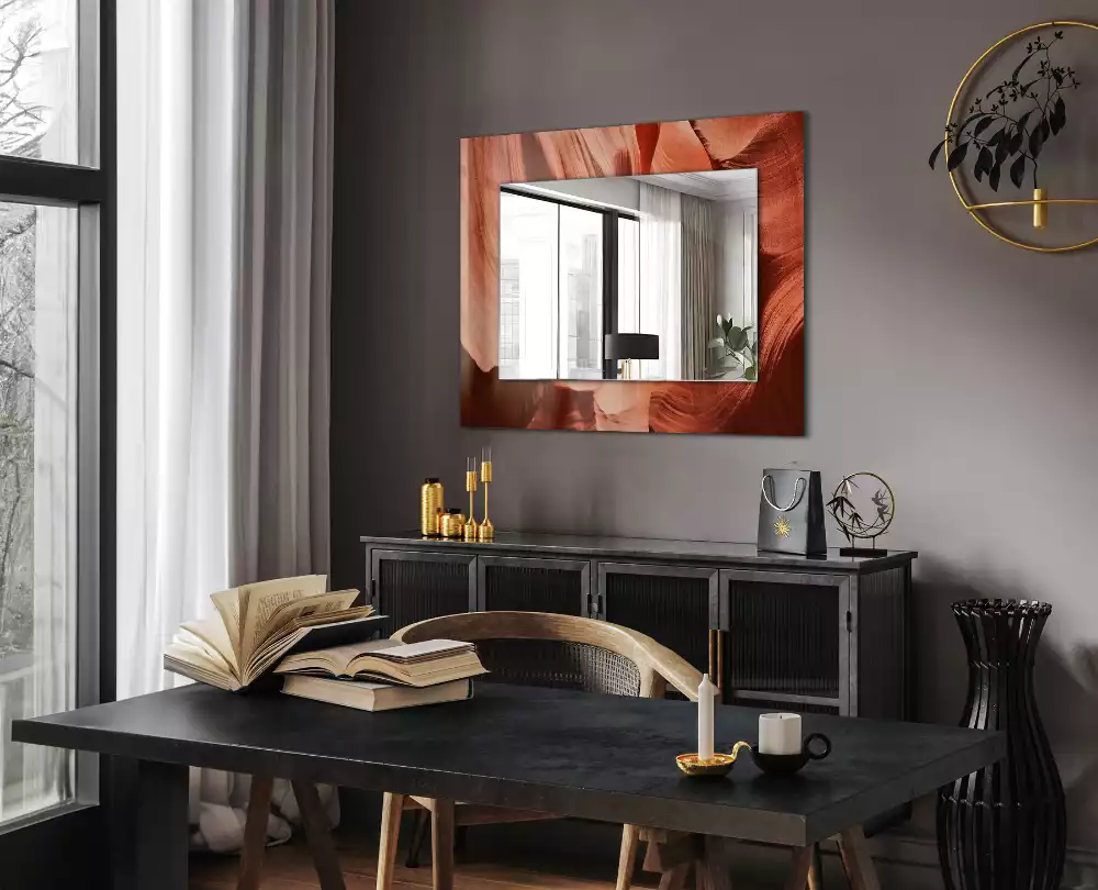 Miroir avec imprimé décoratif rectangulaire Canyon désertique rochers