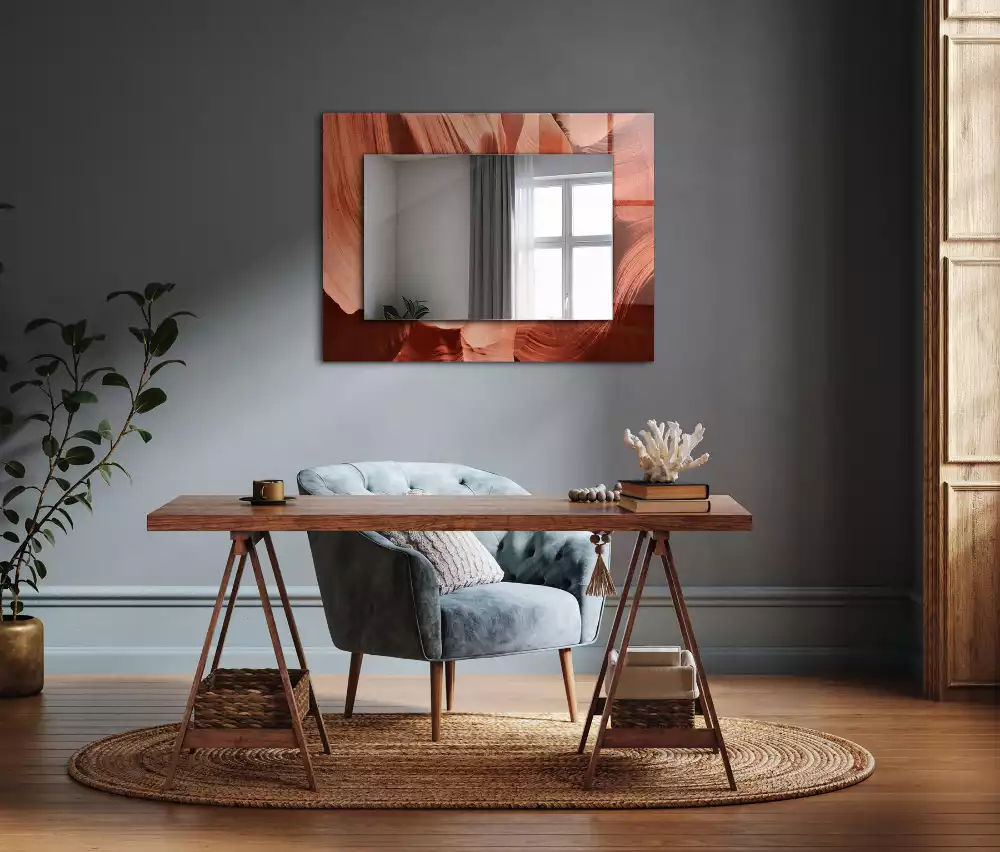 Miroir avec imprimé décoratif rectangulaire Canyon désertique rochers