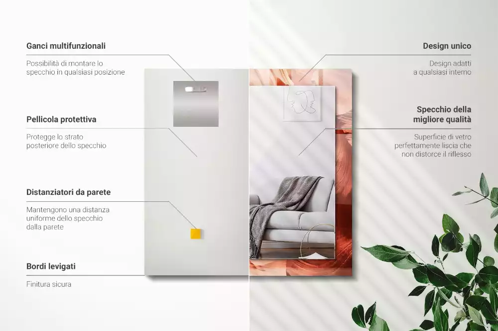 Miroir avec imprimé décoratif rectangulaire Canyon désertique rochers