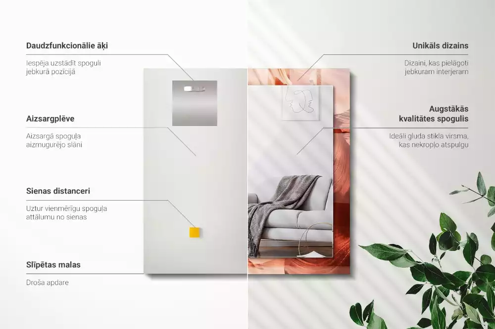 Miroir avec imprimé décoratif rectangulaire Canyon désertique rochers