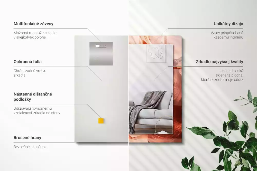 Miroir avec imprimé décoratif rectangulaire Canyon désertique rochers