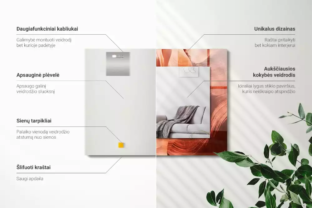 Miroir avec imprimé décoratif rectangulaire Canyon désertique rochers