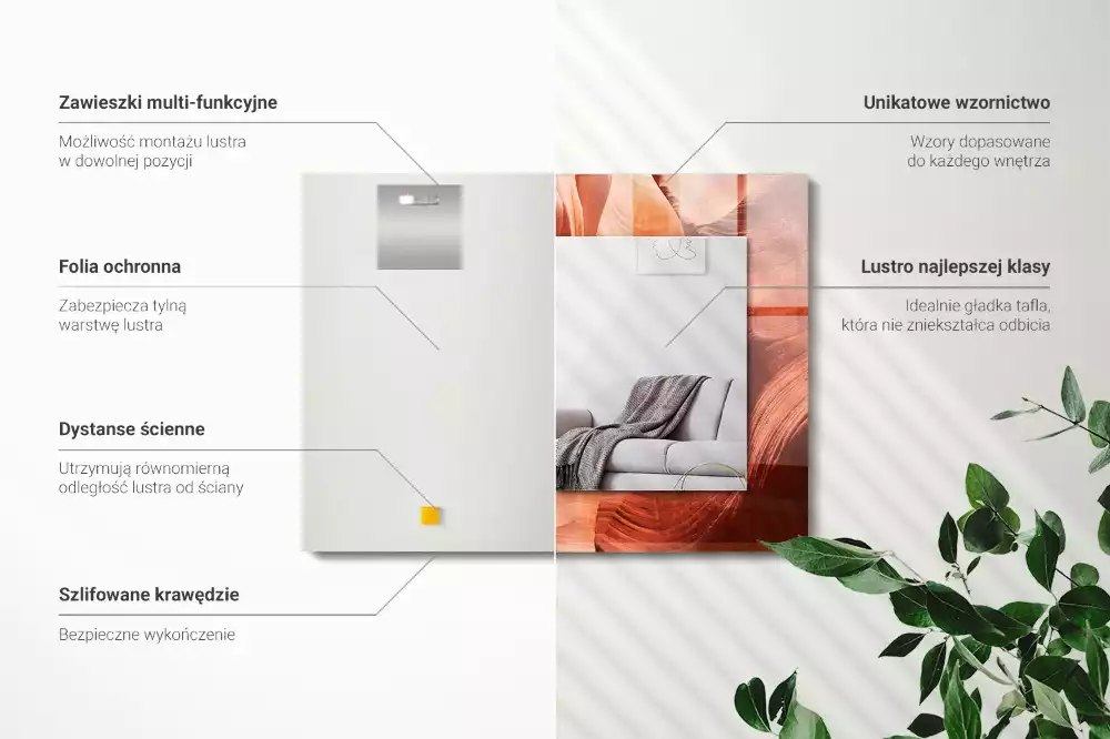 Miroir avec imprimé décoratif rectangulaire Canyon désertique rochers