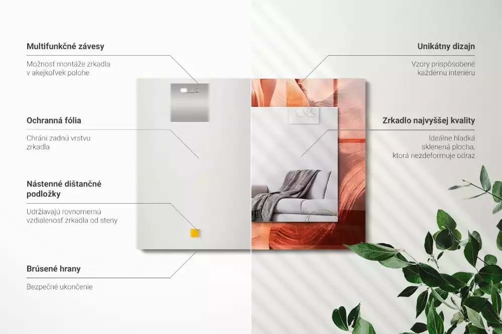 Miroir avec imprimé décoratif rectangulaire Canyon désertique rochers