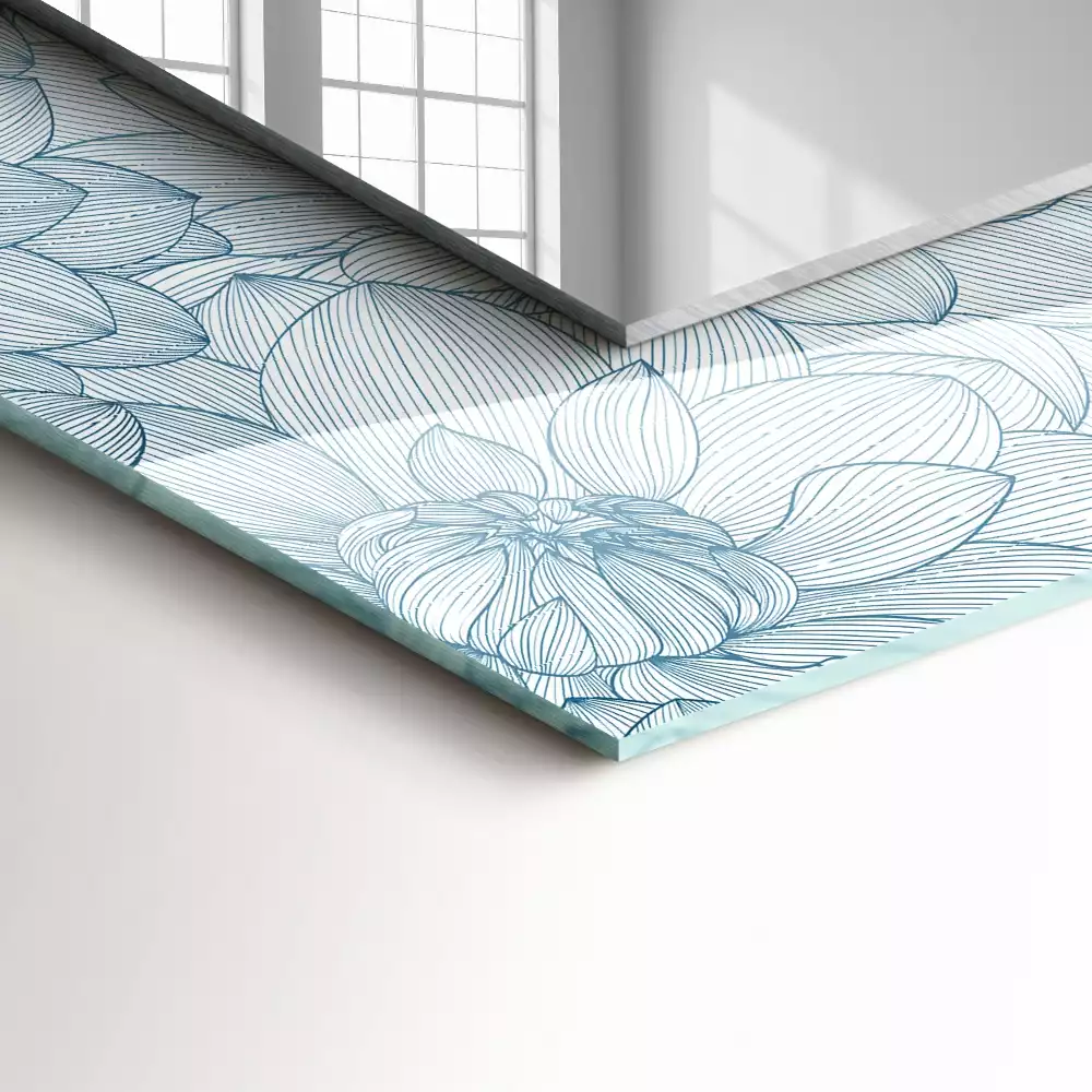 Miroir décoratif rectangulaire Motif fleurs bleu