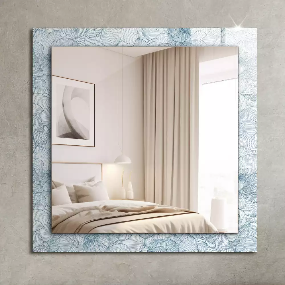 Miroir décoratif rectangulaire Motif fleurs bleu