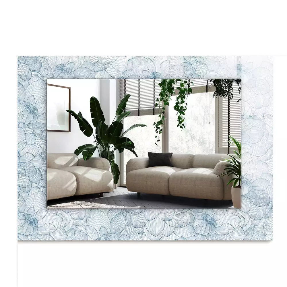 Miroir décoratif rectangulaire Motif fleurs bleu