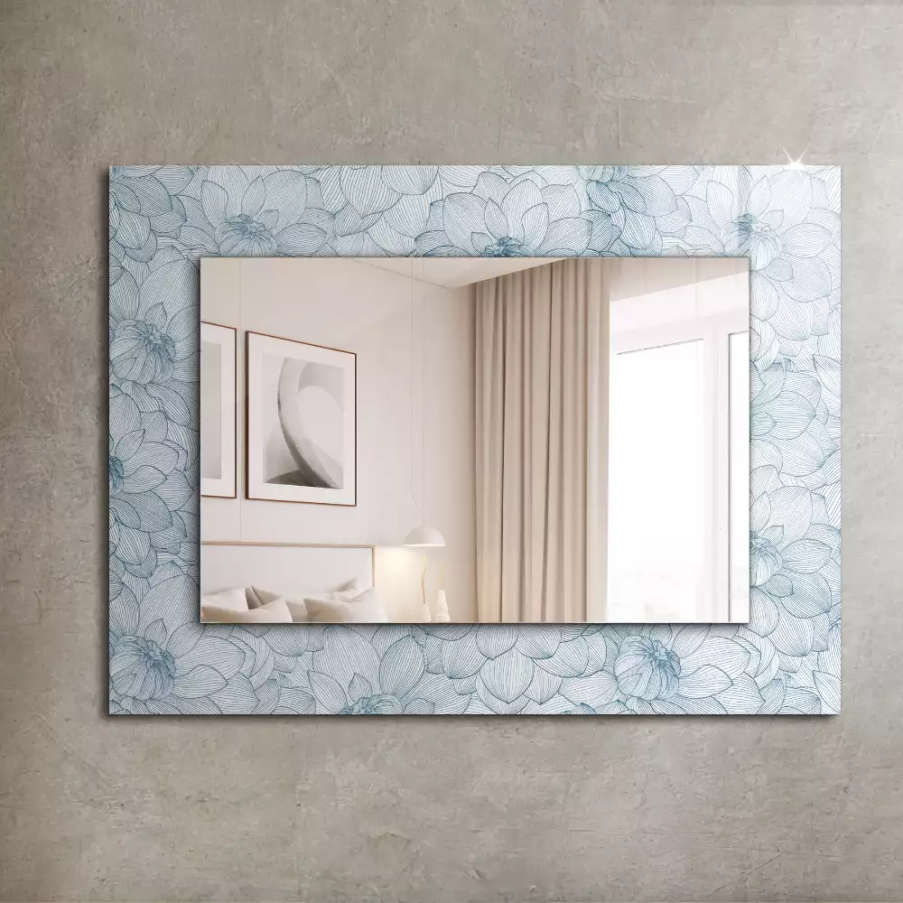Miroir décoratif rectangulaire Motif fleurs bleu