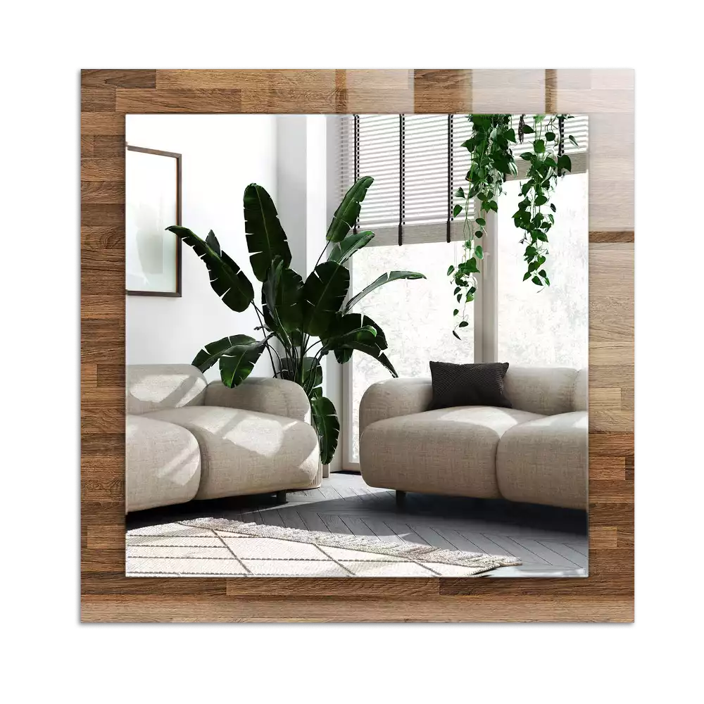 Miroir avec imprimé rectangulaire Panneaux bois