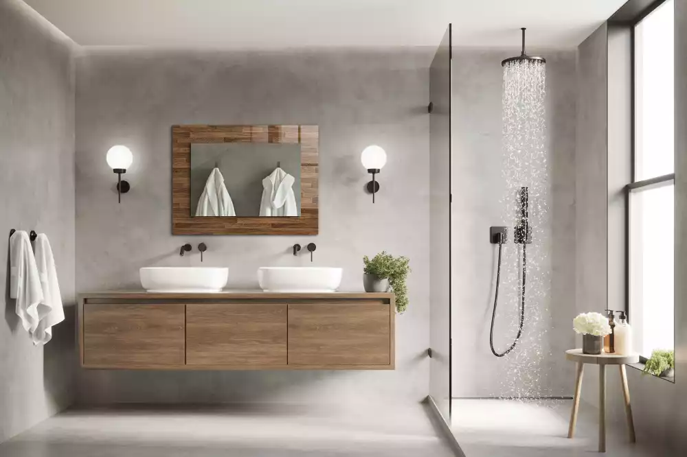 Miroir avec imprimé rectangulaire Panneaux bois