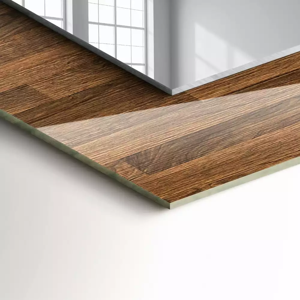 Miroir avec imprimé rectangulaire Panneaux bois