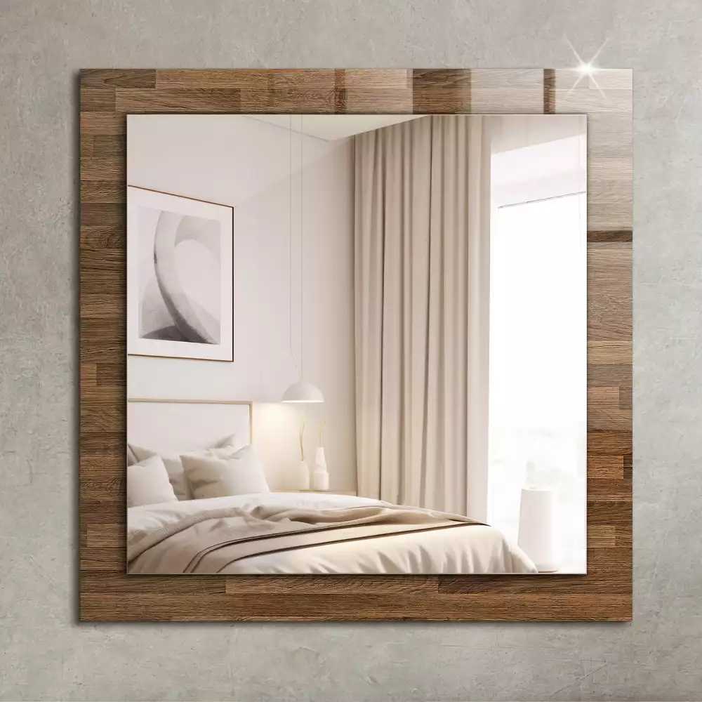 Miroir avec imprimé rectangulaire Panneaux bois