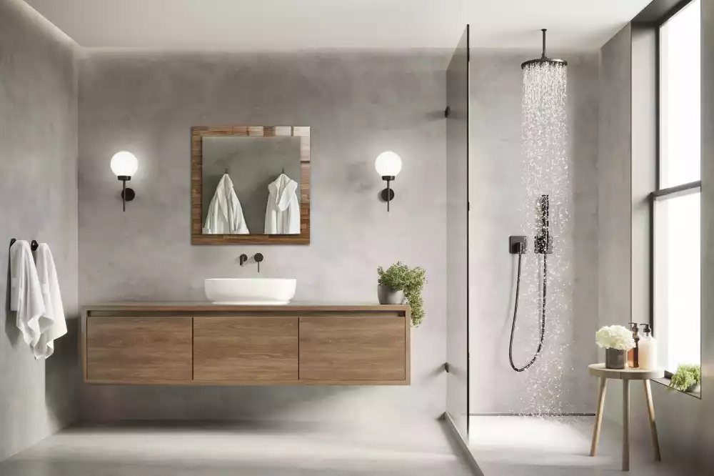 Miroir avec imprimé rectangulaire Panneaux bois