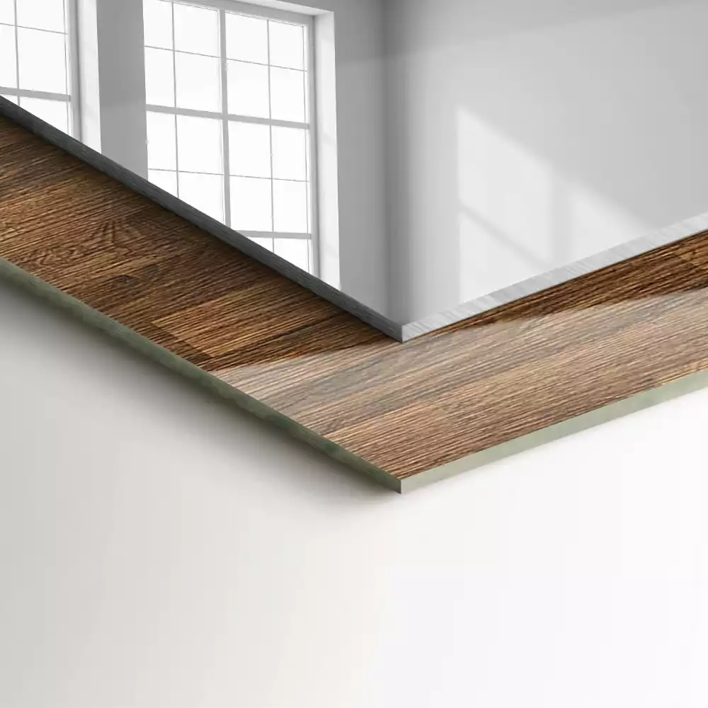 Miroir avec imprimé rectangulaire Panneaux bois