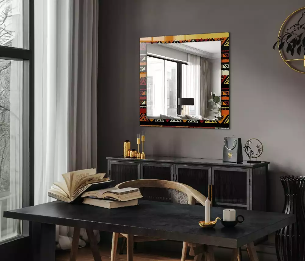 Miroir avec imprimé décoratif rectangulaire Motif ethnique coloré