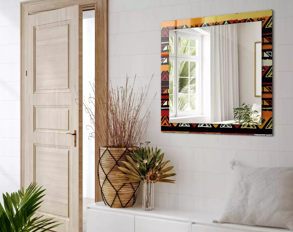 Miroir avec imprimé décoratif rectangulaire Motif ethnique coloré