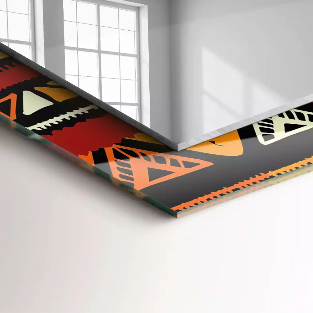 Miroir avec imprimé décoratif rectangulaire Motif ethnique coloré