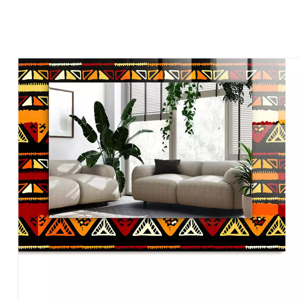 Miroir avec imprimé décoratif rectangulaire Motif ethnique coloré