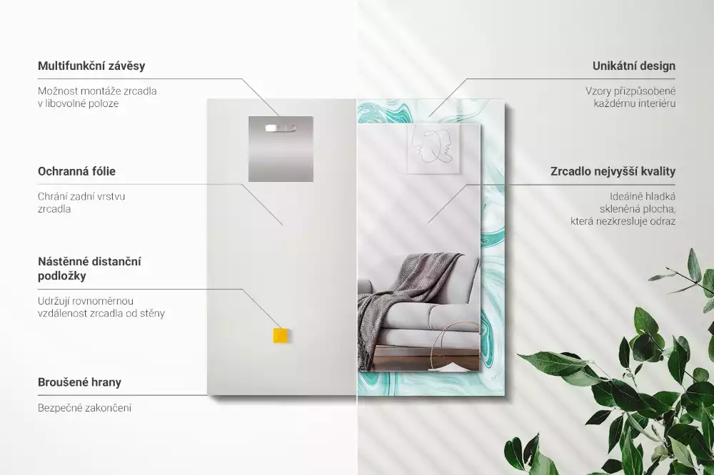 Miroir décoratif rectangulaire Motif marbré abstrait