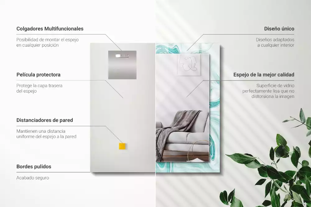 Miroir décoratif rectangulaire Motif marbré abstrait