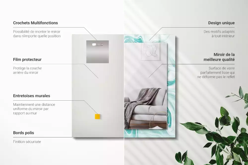 Miroir décoratif rectangulaire Motif marbré abstrait