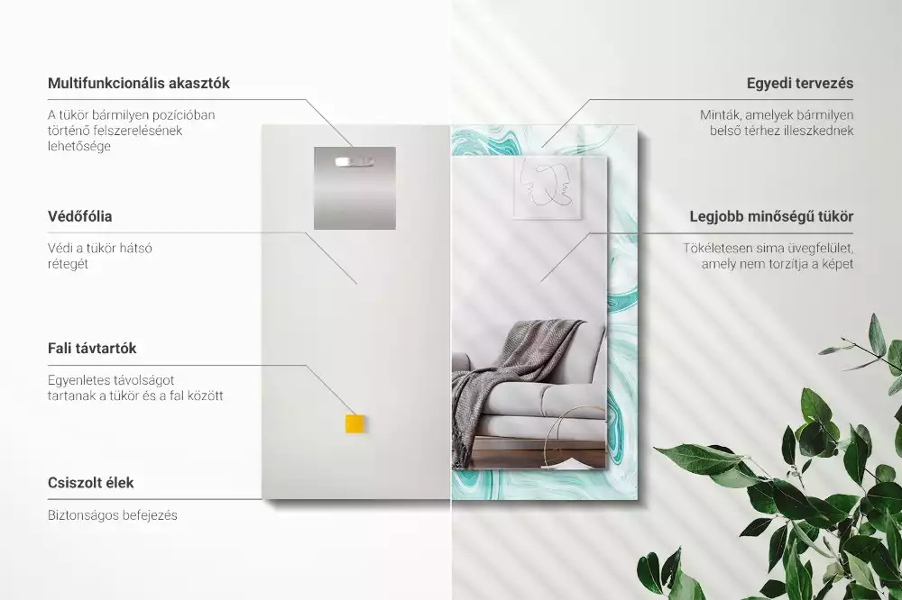 Miroir décoratif rectangulaire Motif marbré abstrait