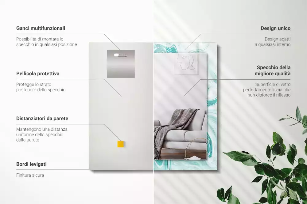 Miroir décoratif rectangulaire Motif marbré abstrait