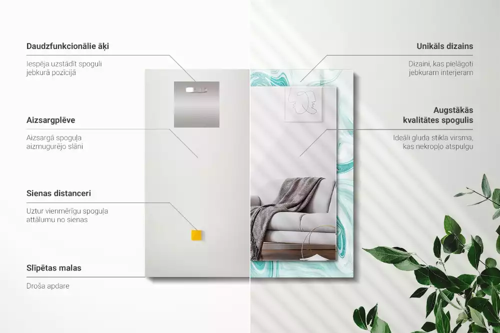 Miroir décoratif rectangulaire Motif marbré abstrait