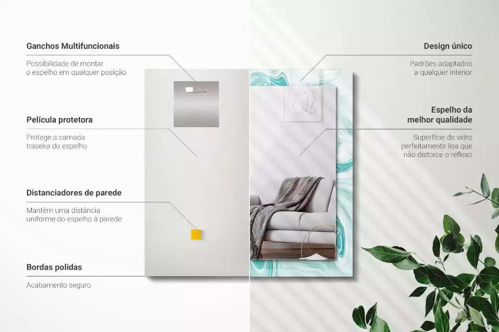 Miroir décoratif rectangulaire Motif marbré abstrait