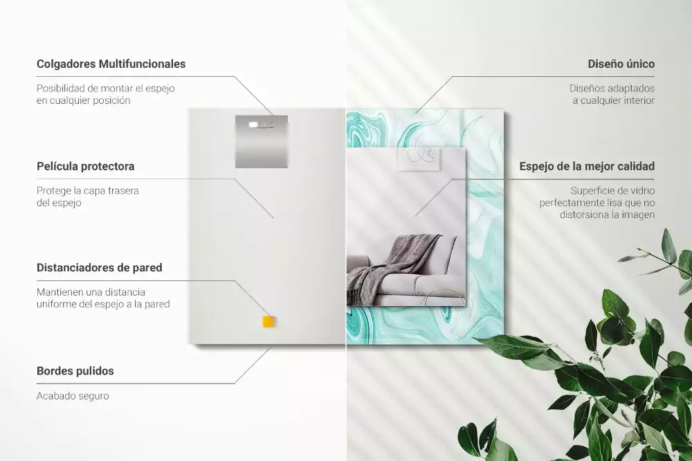 Miroir décoratif rectangulaire Motif marbré abstrait