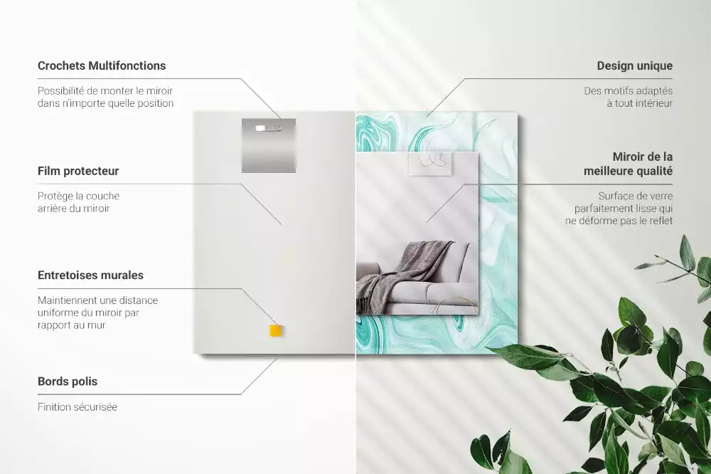 Miroir décoratif rectangulaire Motif marbré abstrait