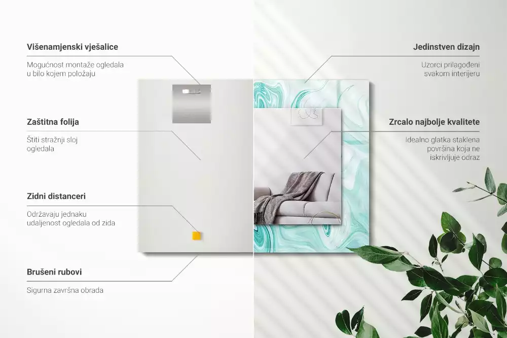 Miroir décoratif rectangulaire Motif marbré abstrait