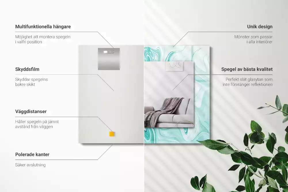 Miroir décoratif rectangulaire Motif marbré abstrait