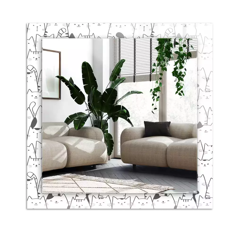 Miroir avec imprimé rectangulaire Chats joyeux