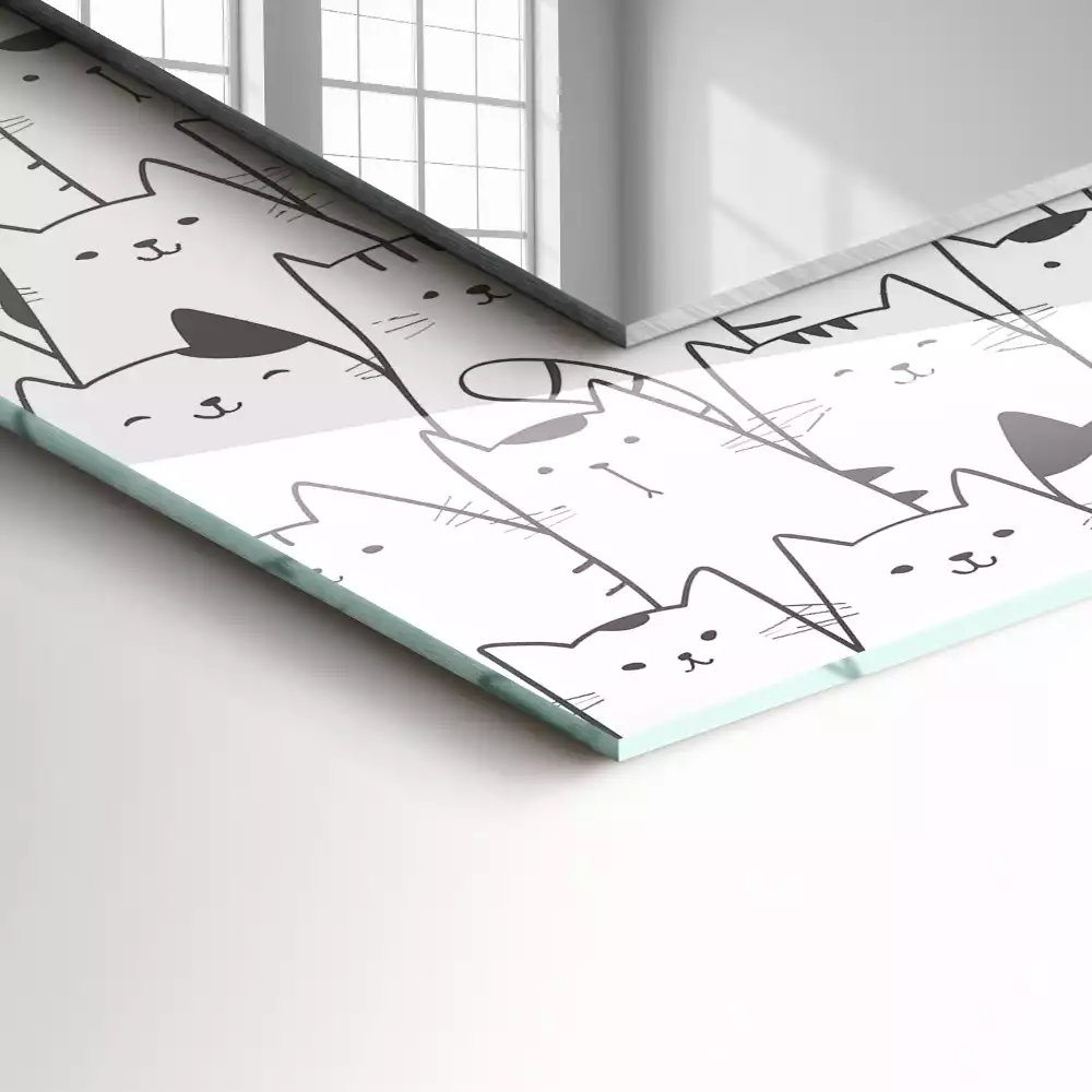 Miroir avec imprimé rectangulaire Chats joyeux