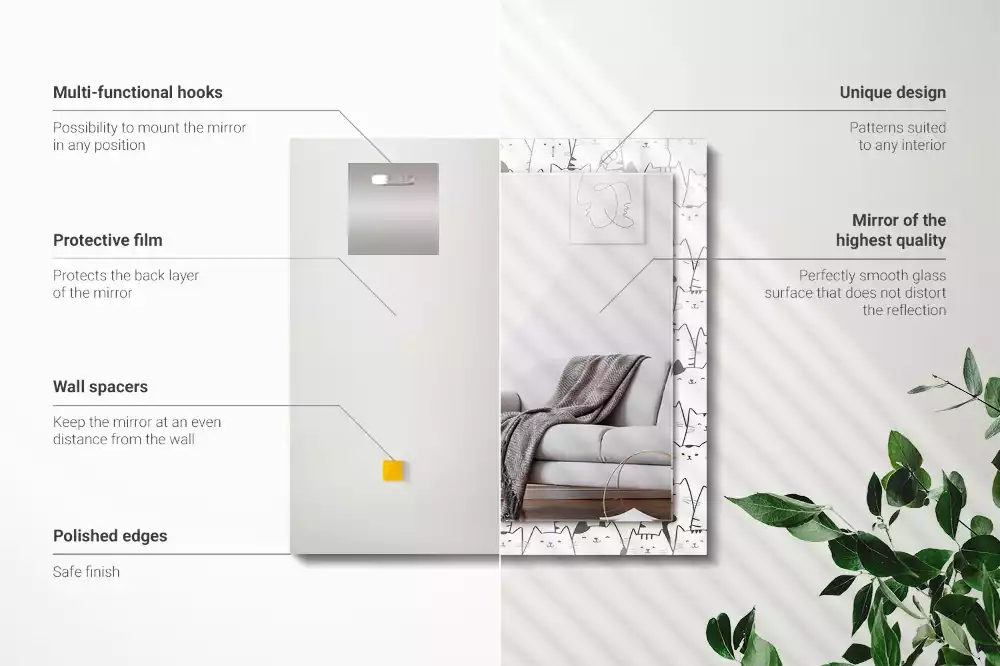 Miroir avec imprimé rectangulaire Chats joyeux