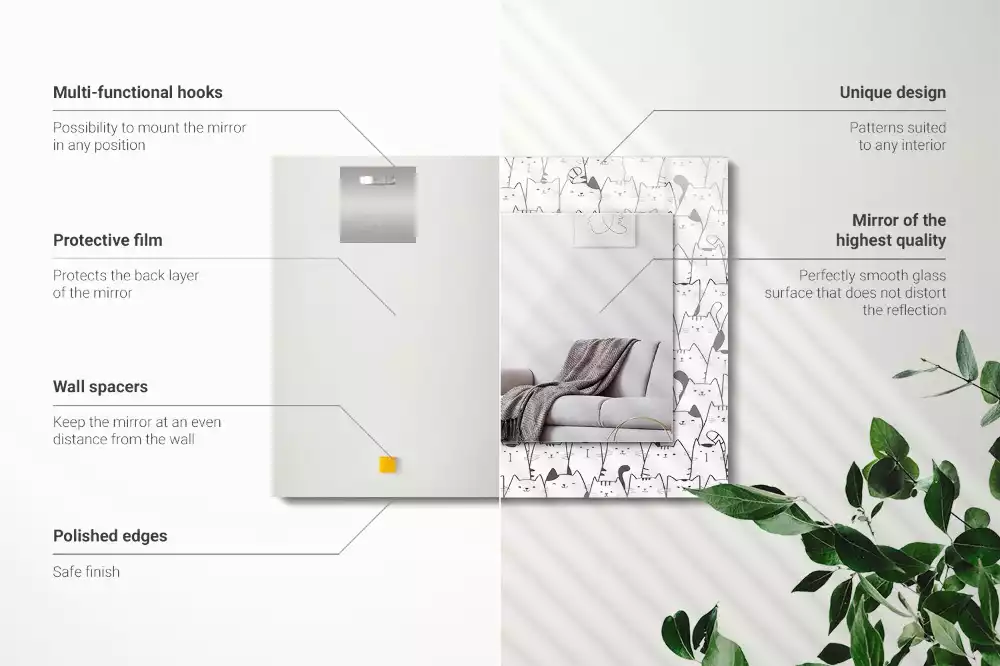 Miroir avec imprimé rectangulaire Chats joyeux