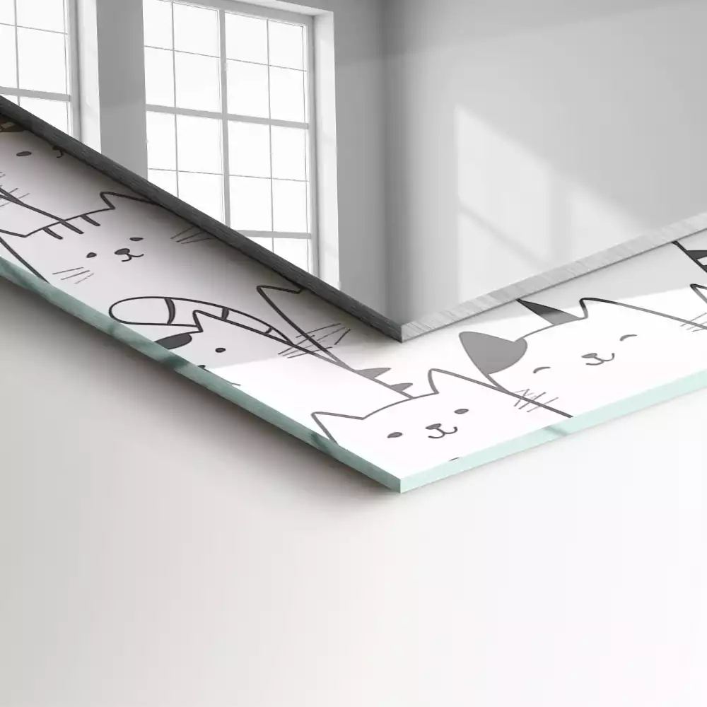 Miroir avec imprimé rectangulaire Chats joyeux