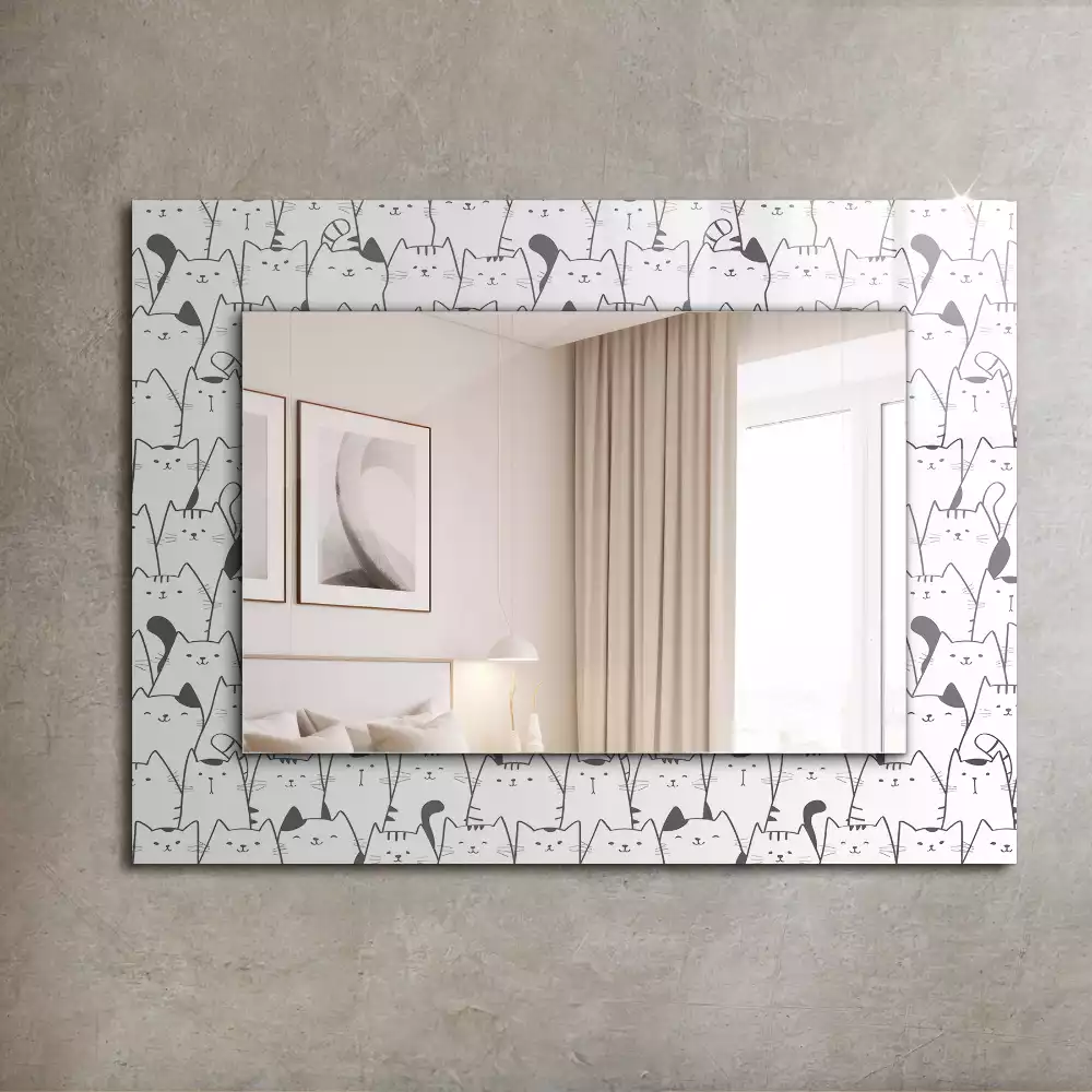 Miroir avec imprimé rectangulaire Chats joyeux