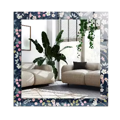 Miroir avec imprimé décoratif rectangulaire Fleurs feuilles oiseaux