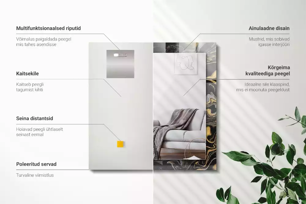 Miroir décoratif rectangulaire Motif marbré abstrait