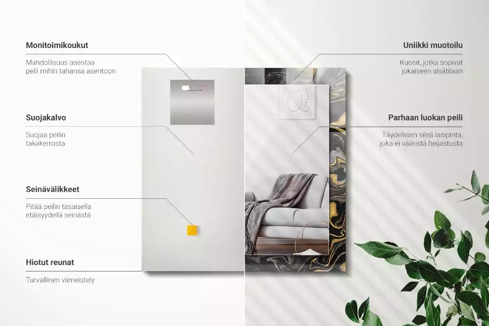 Miroir décoratif rectangulaire Motif marbré abstrait