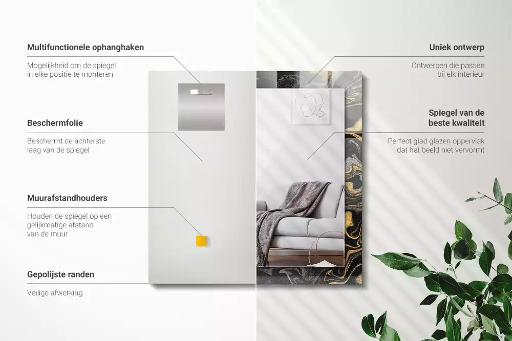 Miroir décoratif rectangulaire Motif marbré abstrait